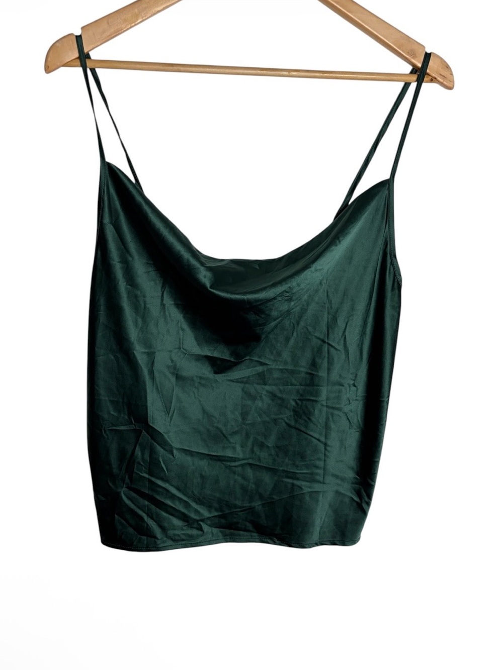 Simplee green satin cowl neck blouse Size M